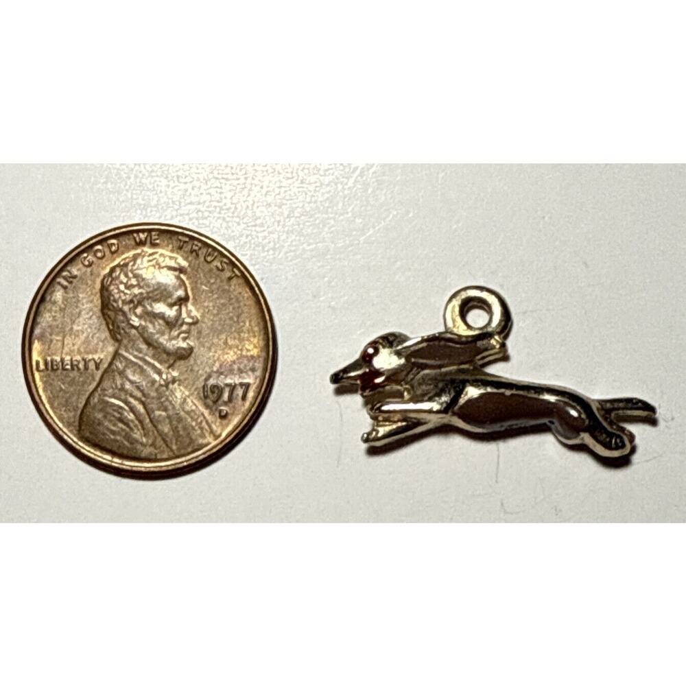 Vintage Metal Running Dog Cracker Jack Charm 1C